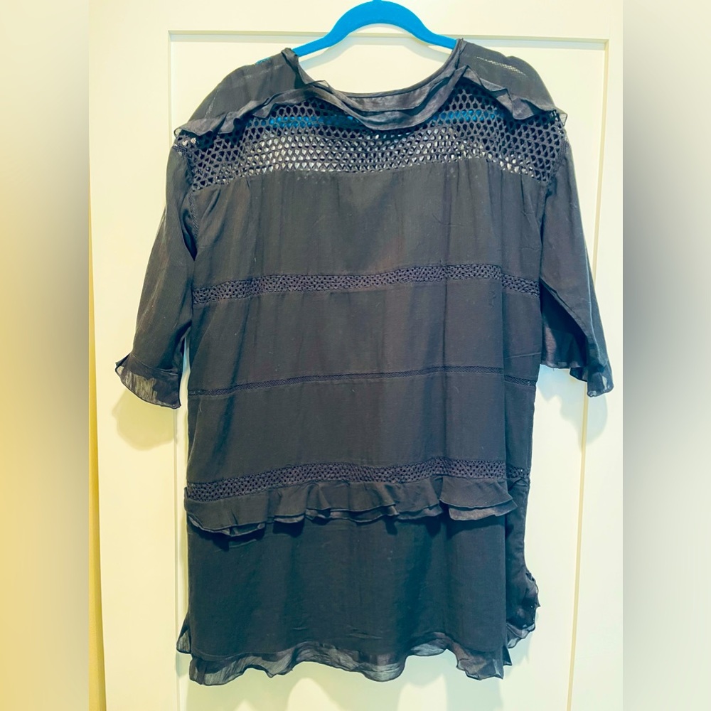 Isabel Marant Etoile black silk and cotton midi dress size 40